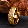 Men Women Tungsten Gold Sand Frosted Inlay Promise Ring Couples Wedding Bands Set