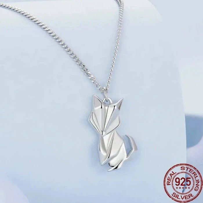 925 Sterling Silver Fox Pendant Necklace Jewelry Women Girl Gift