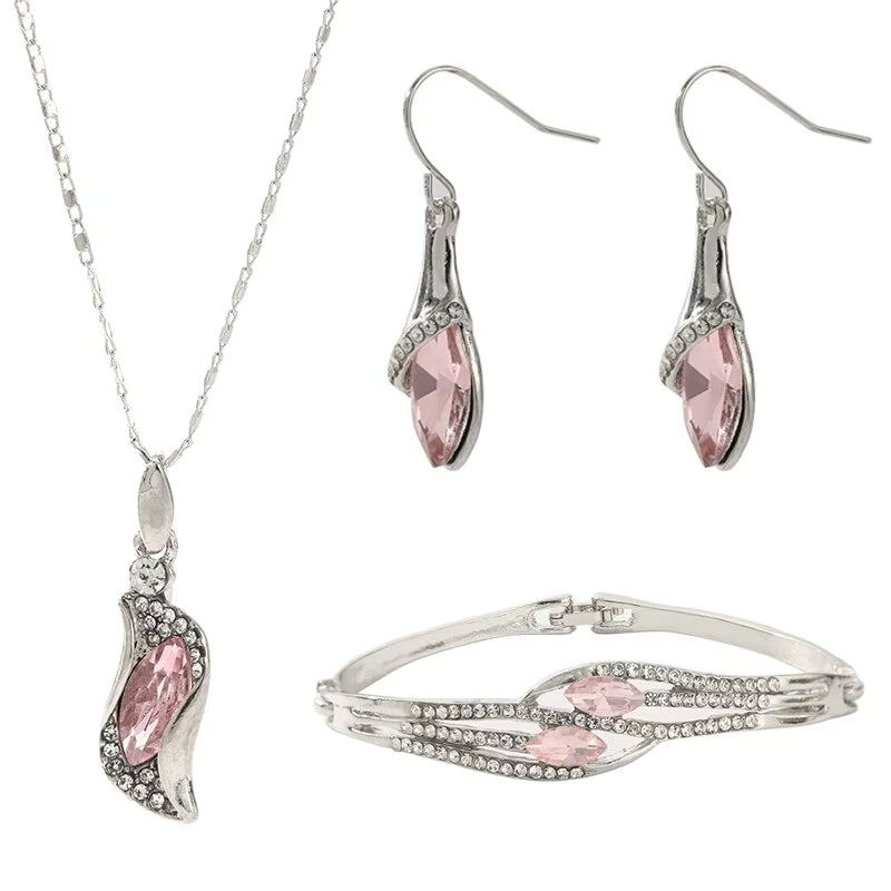 Austrian Crystal Flame Necklace, Bracelet & Earrings Fashion Jewelry Set