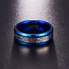 Blue Celtic Tungsten Dragon and Cubic Zirconia Sterling Silver Matching Rings