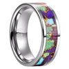 His and Her Tungsten Turquoise Pink Inlay Wedding Couple Rings Set