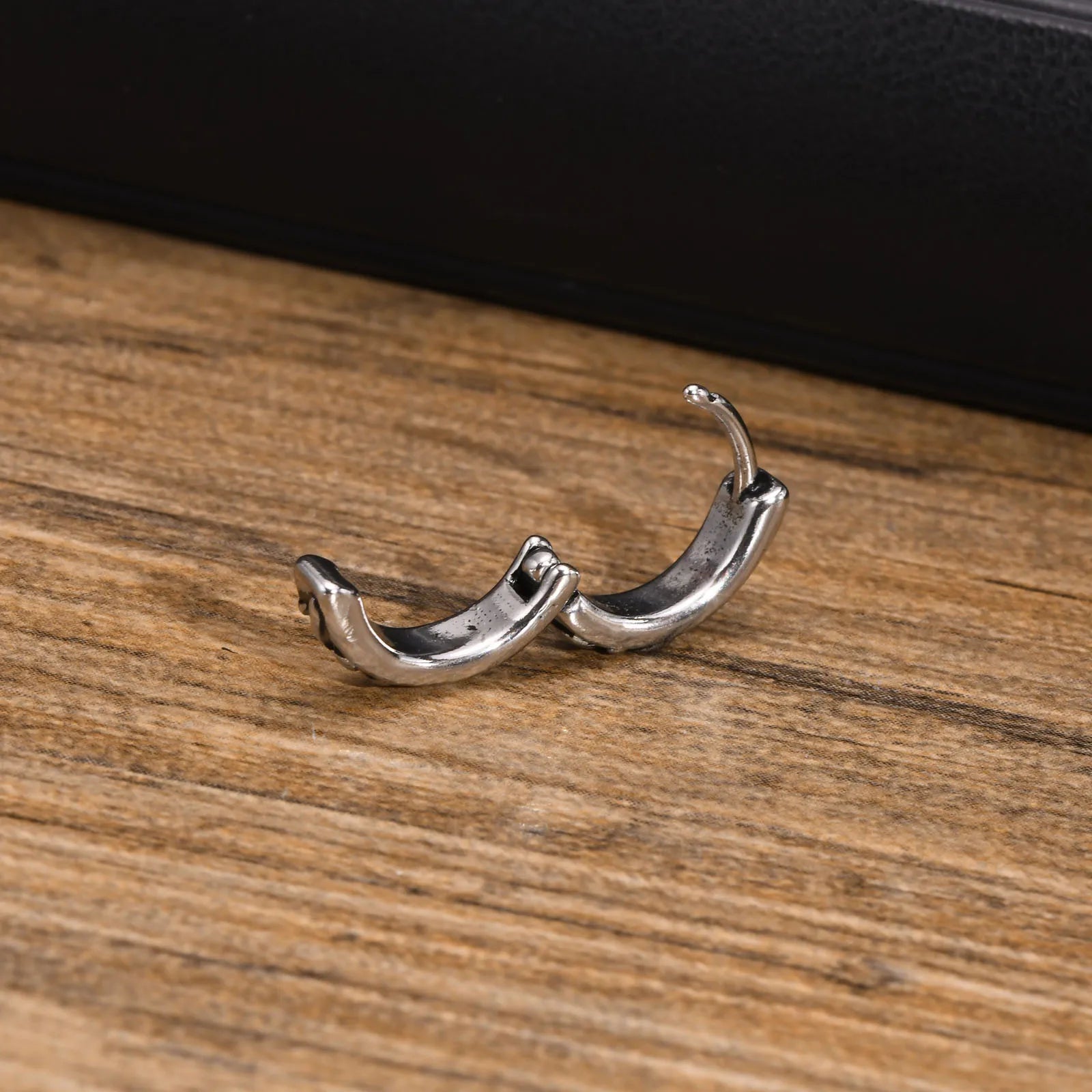 Men's Stainless Steel Stud Hoop Huggie Earrings Silver Tone Black