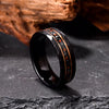 His & Her 6mm/8mm Red Meteorite Hammered Wedding Couple Rings Set