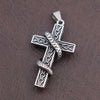 Men's Stainless Steel Pendant Necklace Silver Tone Black Cobra Snake Cross