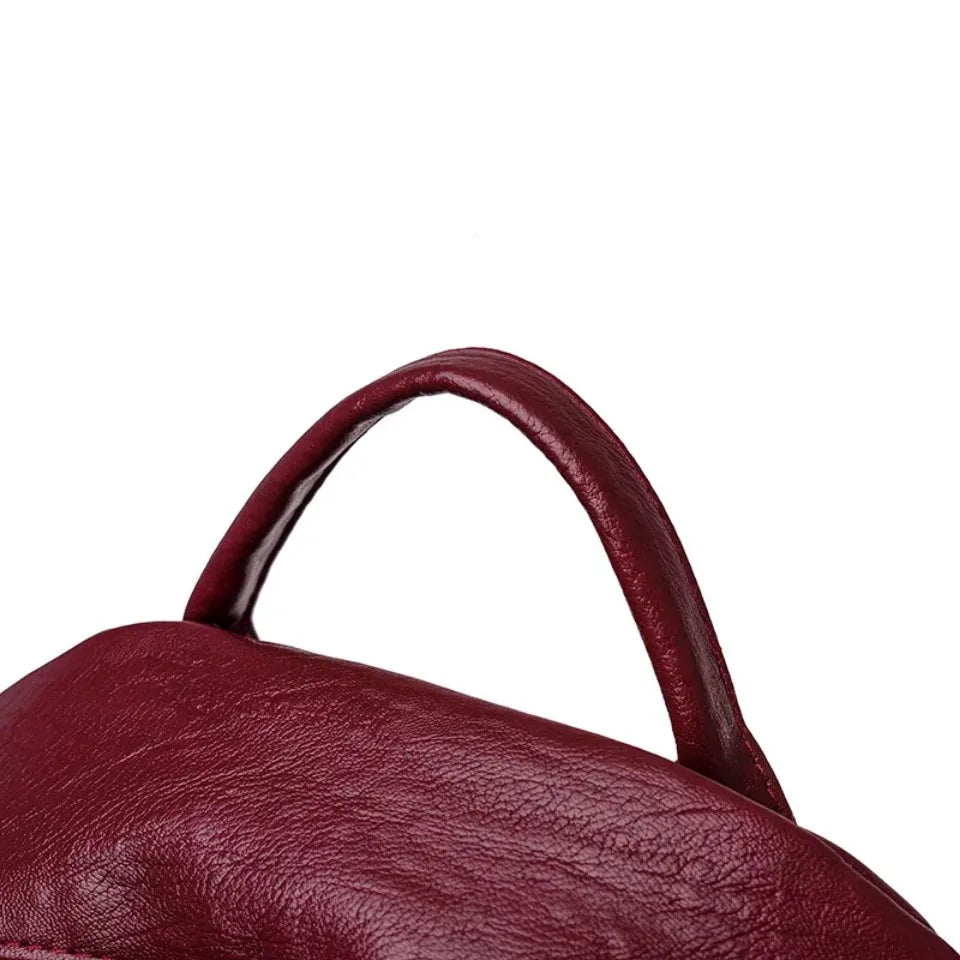 Large Capacity Leather School Bag and Travel Backpack