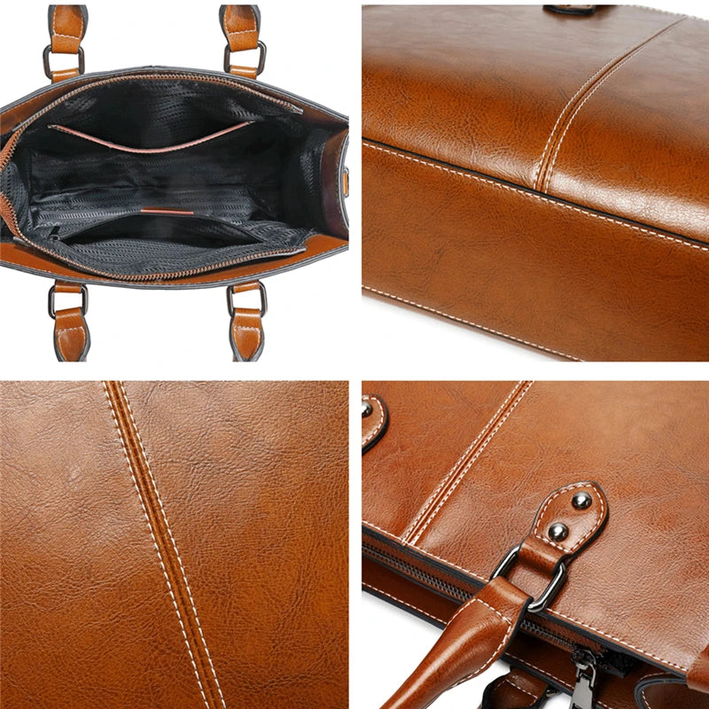Fashion Designer Oil Wax Leather Tote Bag, Shoulder Bag and Handbag