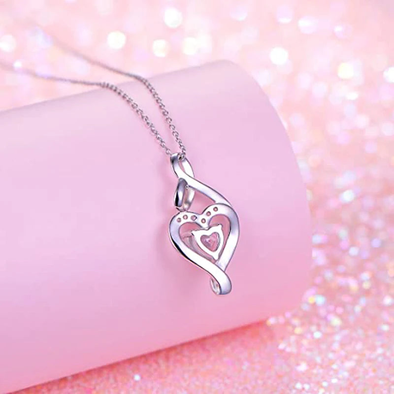 Stainless Steel Always My Sister Forever My Friend Double Love Heart Necklace, Box Chain 18"