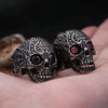 Skull and Cubic Zirconia Punk Style Men's Engraved Ring