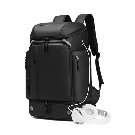 Multifunction Waterproof USB Charging 45 Liter Backpack with Shoe Compartment