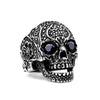 Skull and Cubic Zirconia Punk Style Men's Engraved Ring