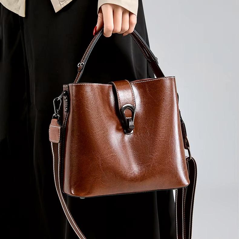 Luxury Oil Wax Leather Tote Bag and Handbag