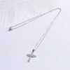 Sterling Silver Winged Cross with Cubic Zirconia Crystals Necklace