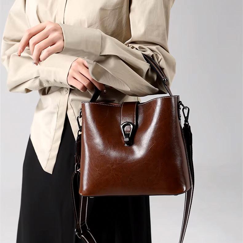 Luxury Oil Wax Leather Tote Bag and Handbag