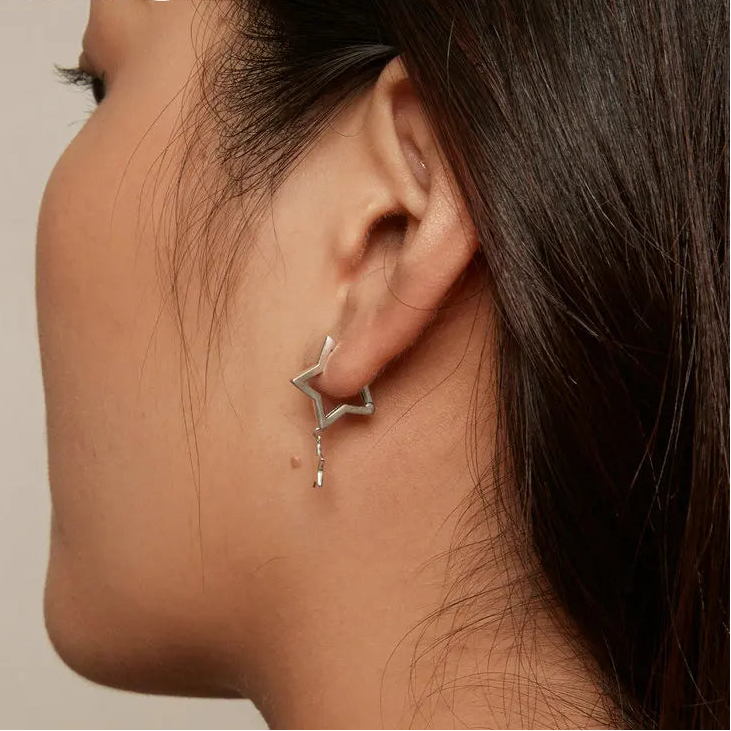 Double Star 925 Sterling Silver Vintage Drop Earrings