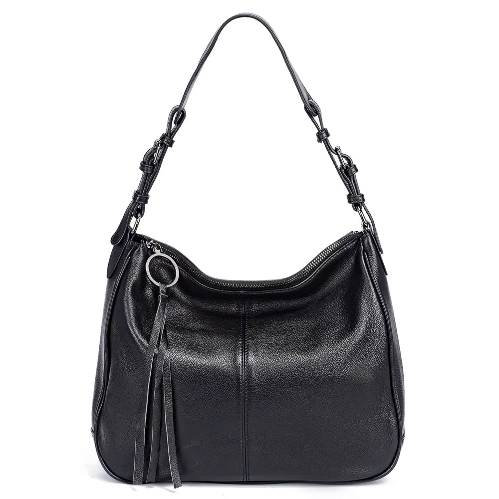 Large Capacity Retro Casual Top-Handle Genuine Leather Messenger Bag, Tote Bag and Handbag