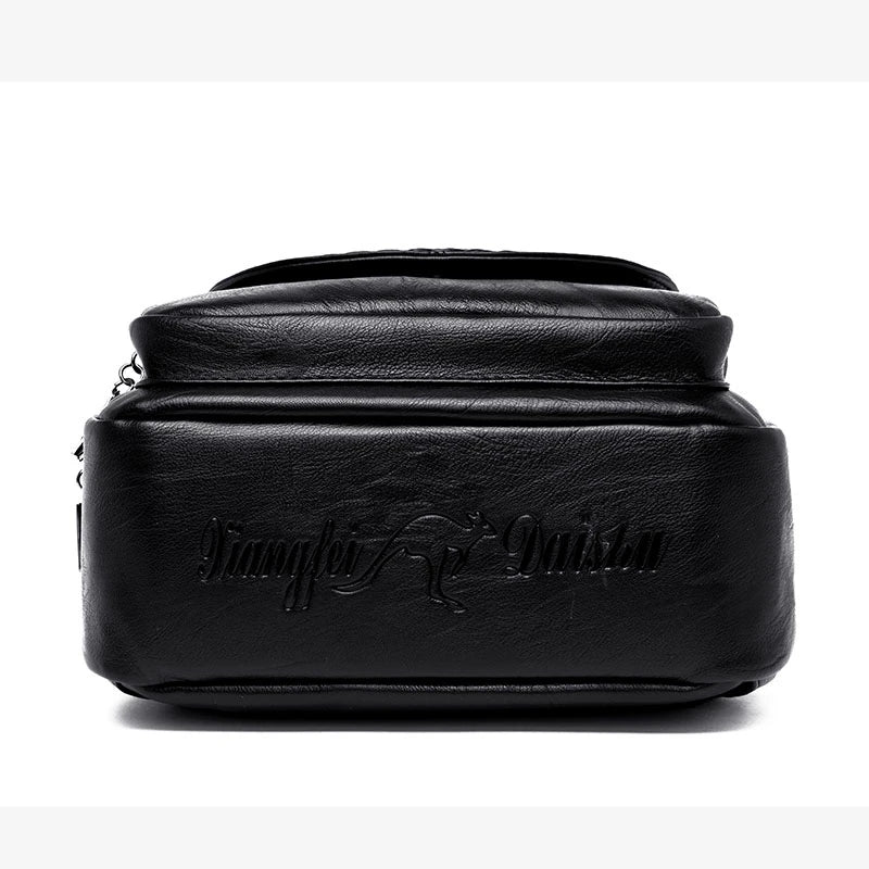 Large Capacity Waterproof Lightweight Chain and Tassel Preppy Style PU Leather Travel Backpack