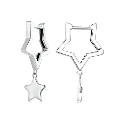 Double Star 925 Sterling Silver Vintage Drop Earrings