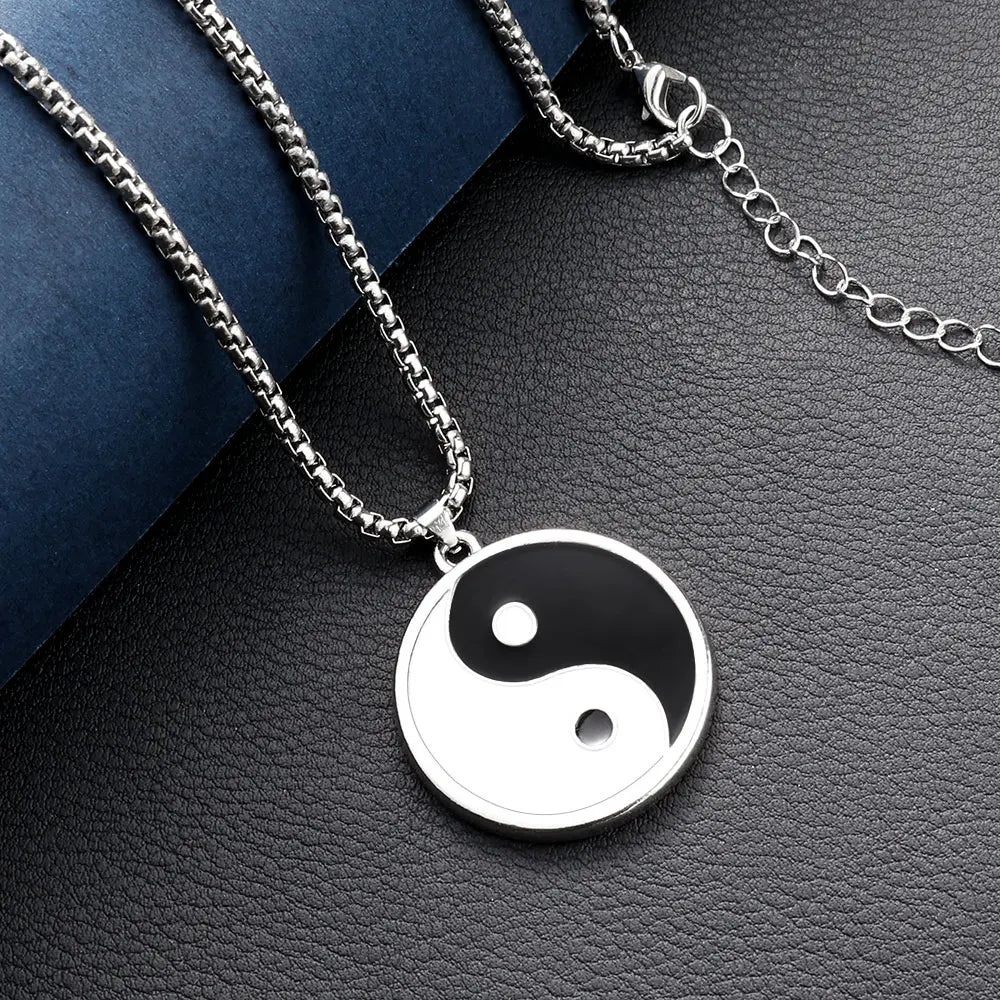 Zirconia Yin Yan Balance Pendant Necklace