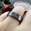 Silver Tungsten Carbide in Blue Inlay with Gear Design Wedding Band