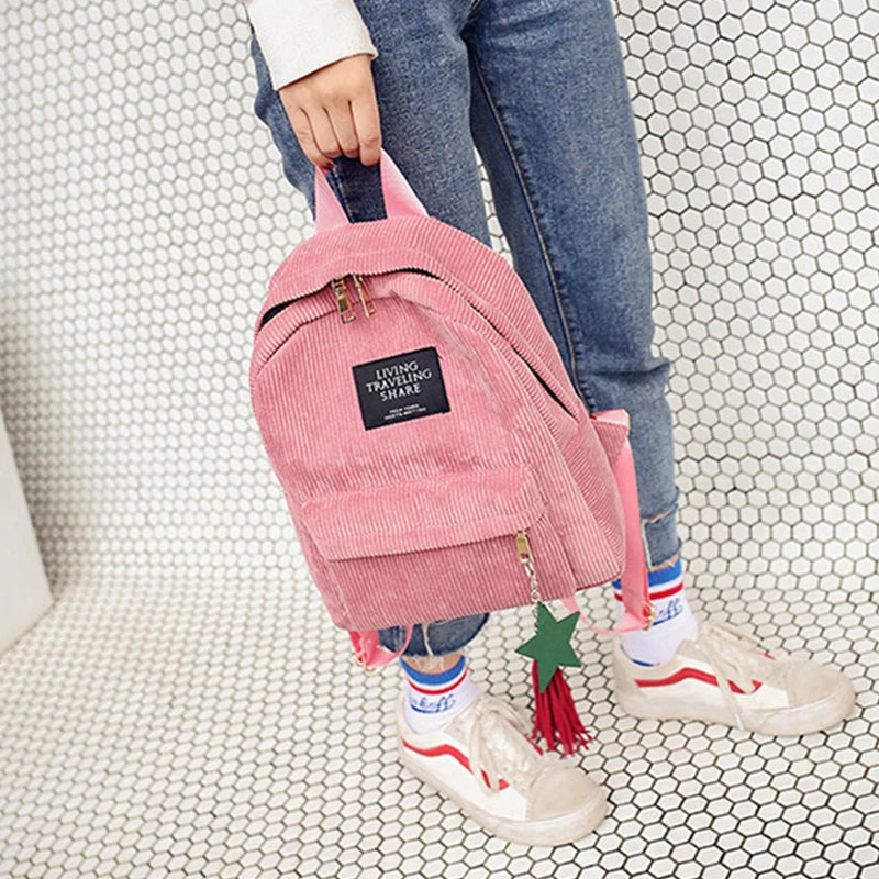 Fashion Corduroy 20 to 35 Litre Backpack for Women