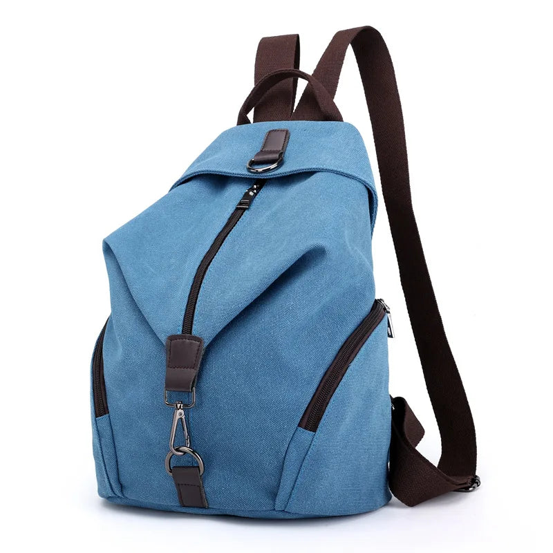 Blue Denim Canvas 20 Liter Backpack for Teenage Girls