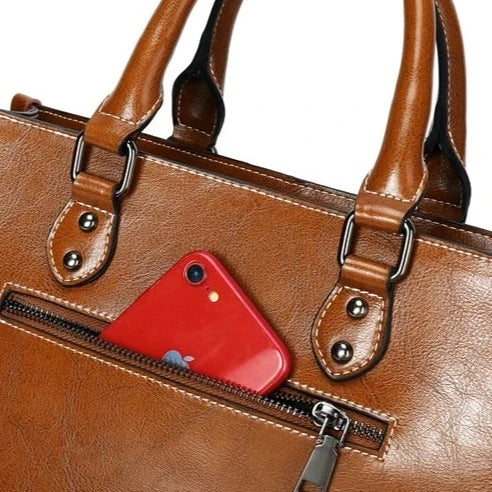 Fashion Designer Oil Wax Leather Tote Bag, Shoulder Bag and Handbag