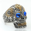 Skull and Cubic Zirconia Punk Style Men's Engraved Ring