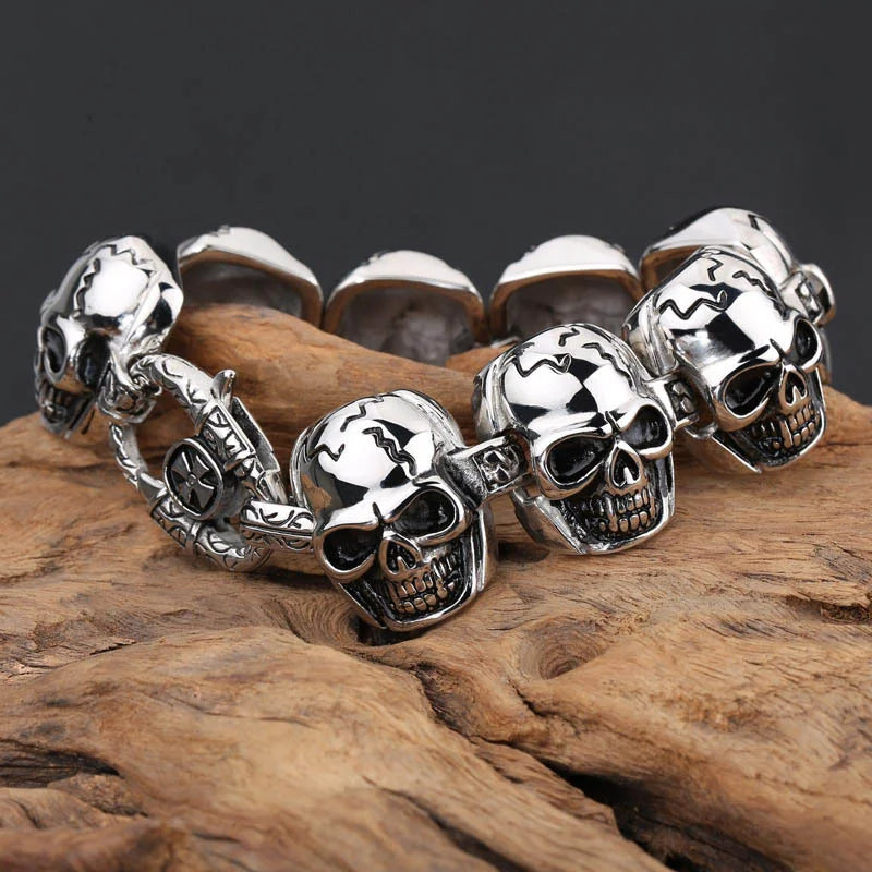 Men’s Stainless Steel Gothic Viking Skull Bracelet