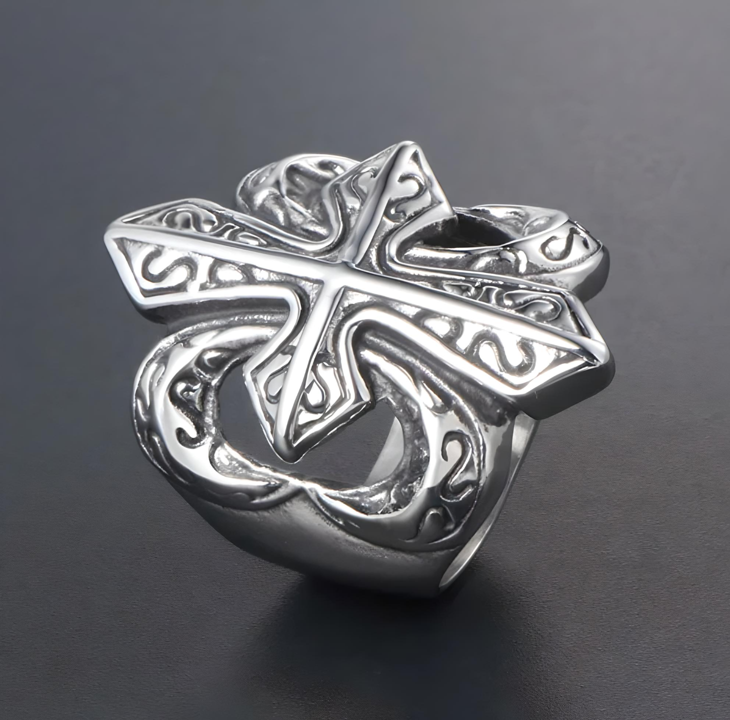 Big Cross 316L Stainless Steel Fashion Punk Style Ring-Rings-Innovato Design-7-Innovato Design