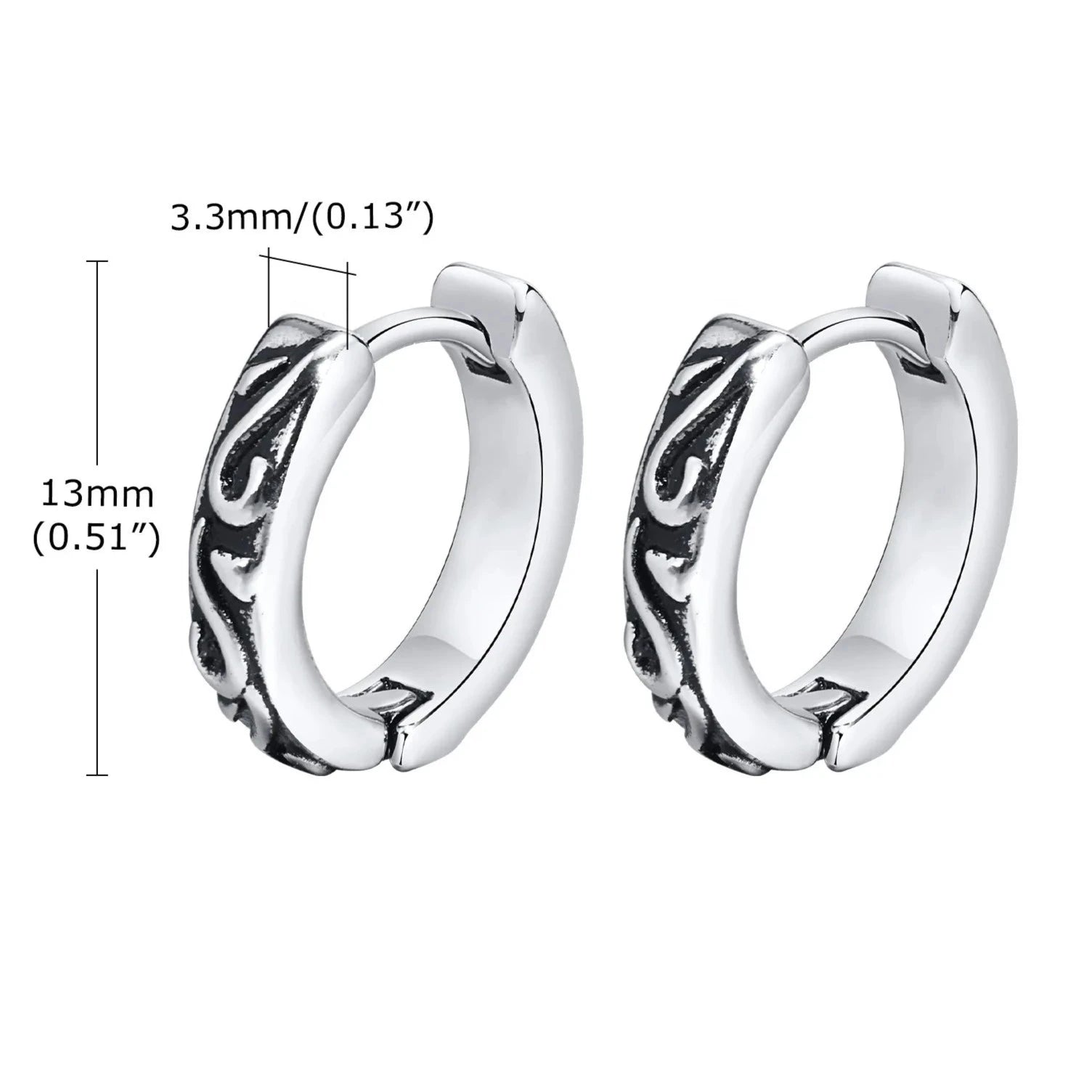 Men's Stainless Steel Stud Hoop Huggie Earrings Silver Tone Black