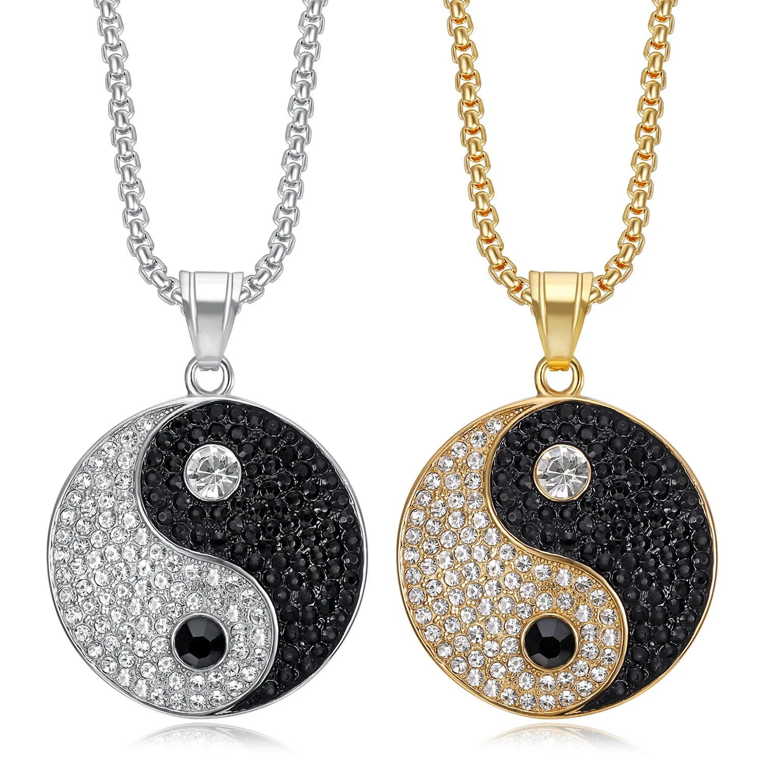 Zirconia Yin Yan Balance Pendant Necklace
