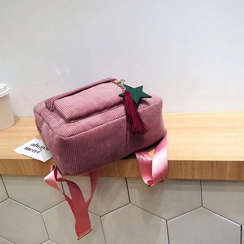 Fashion Corduroy 20 to 35 Litre Backpack for Women