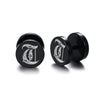 10mm Stainless Steel Stud Hoop Initials 26 Letter Stud Barbell Earrings for Men Women-Earrings-Innovato Design-T-Innovato Design