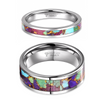 His and Her Tungsten Turquoise Pink Inlay Wedding Couple Rings Set