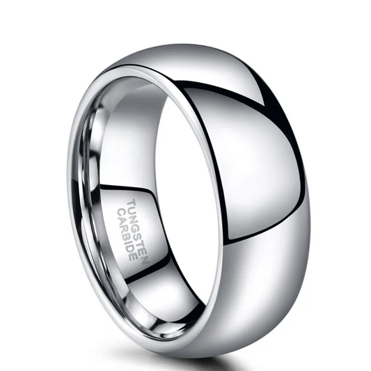 Men's 8 mm Classic High Polished Comfort Fit Domed Tungsten Metal Ring Wedding Band