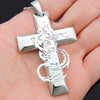 Men Stainless Steel Gothic Dragon Cross Pendant Necklace, 24 inch Chain