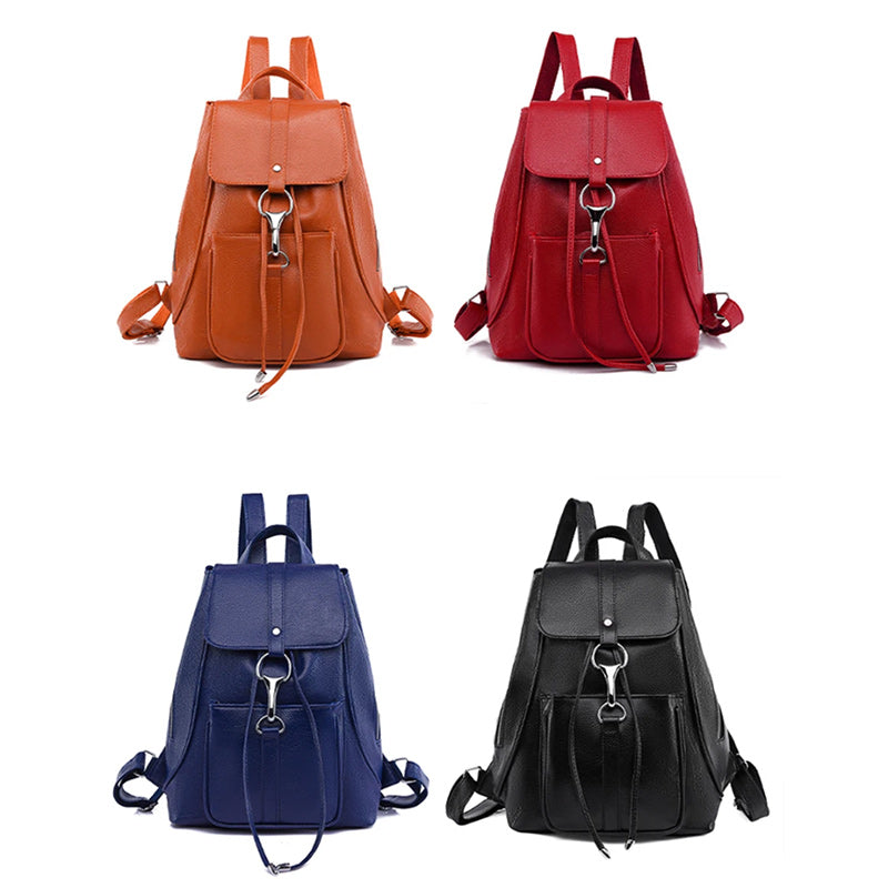 Large Capacity Vintage Leather School Bag, Shoulder Bag and Travel Backpack-Backpacks-Innovato Design-Orange-Innovato Design