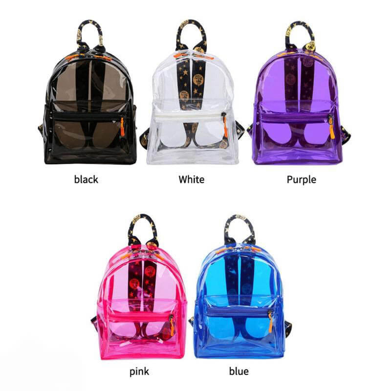 Cute Clear Mini Backpack Transparent Bookbag PVC for Women-clear backpack-Innovato Design-Pink-Innovato Design