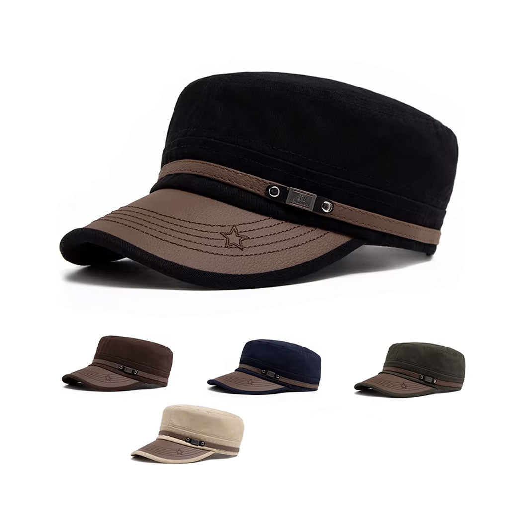 Buckled Cotton Flat Top Snapback Army Military Hat