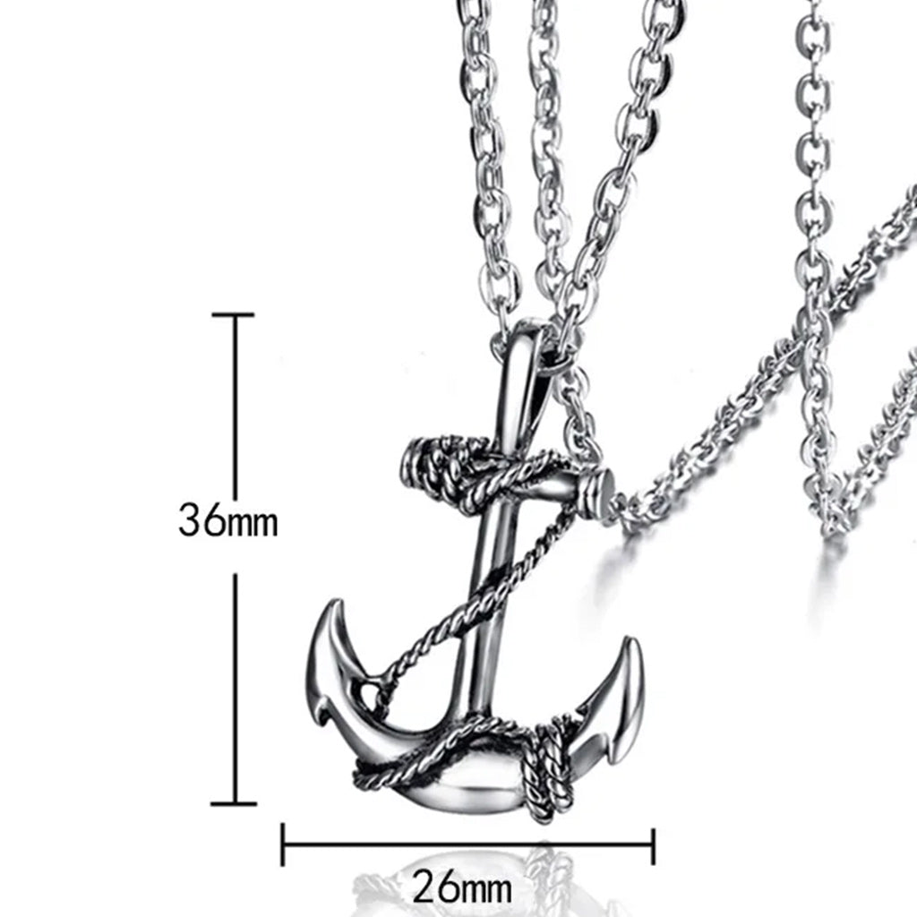 Men's Stainless Steel Pendant Necklace Anchor Nautical -With 24 Inch Chain