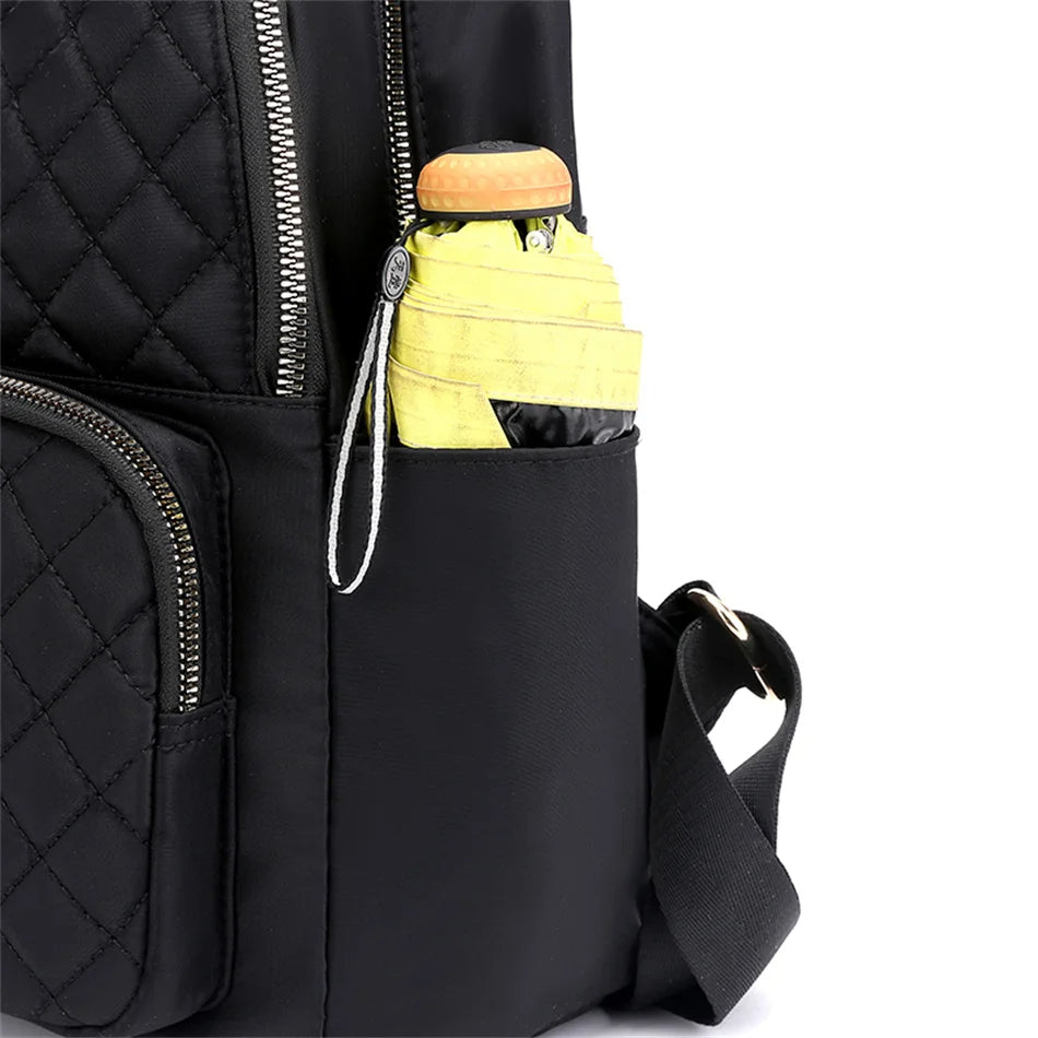 Fashion Casual Multifunction Rhombic Pattern Stitches Oxford Shoulder Bag and College Style Backpack