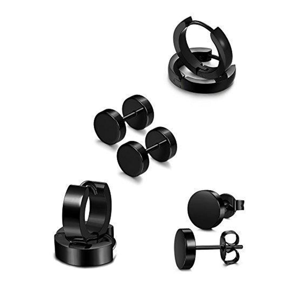 4 Pairs Stainless Steel Stud Earrings for Men Women Hoop Earrings Huggie Piercing 18G