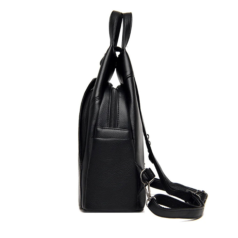 Leather School Bag and Anti-Theft Backpack-Backpacks-Innovato Design-Blue-Innovato Design