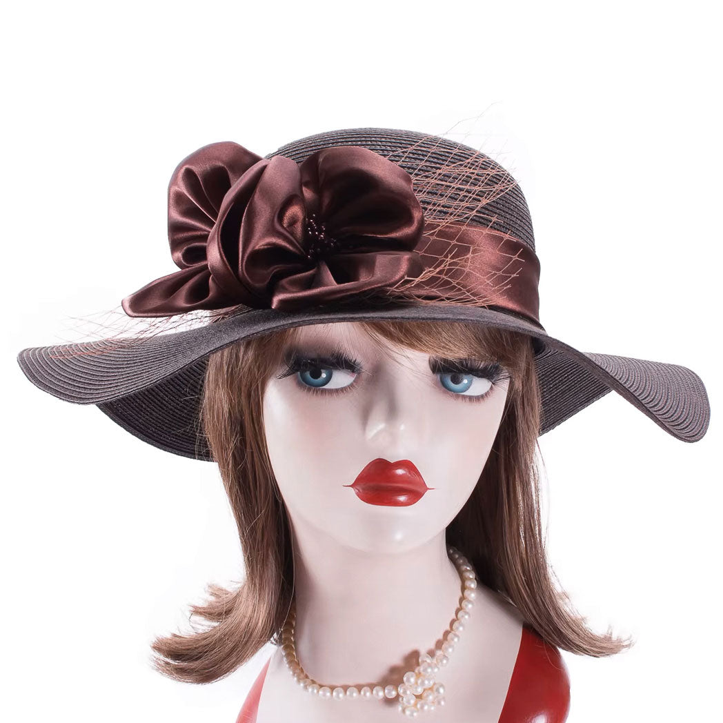 Floppy Wide Brim Linen Sun Hat with Bow
