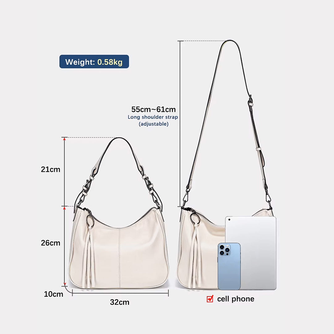 Large Capacity Retro Casual Top-Handle Genuine Leather Messenger Bag, Tote Bag and Handbag