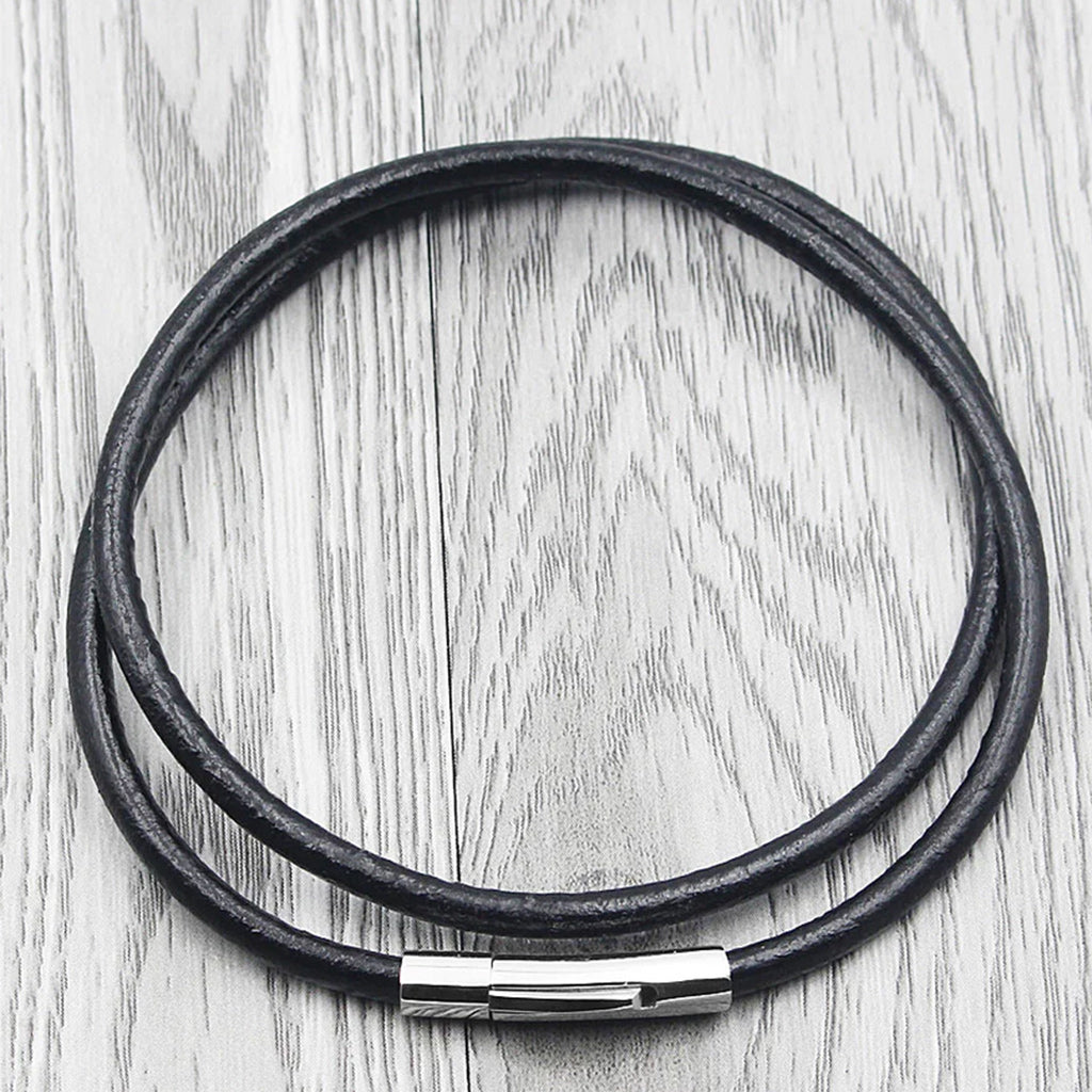 Leather Rope Chain Black Leather Cord Necklace Rope Chain with Stainless Steel Clasp, 4mm ...