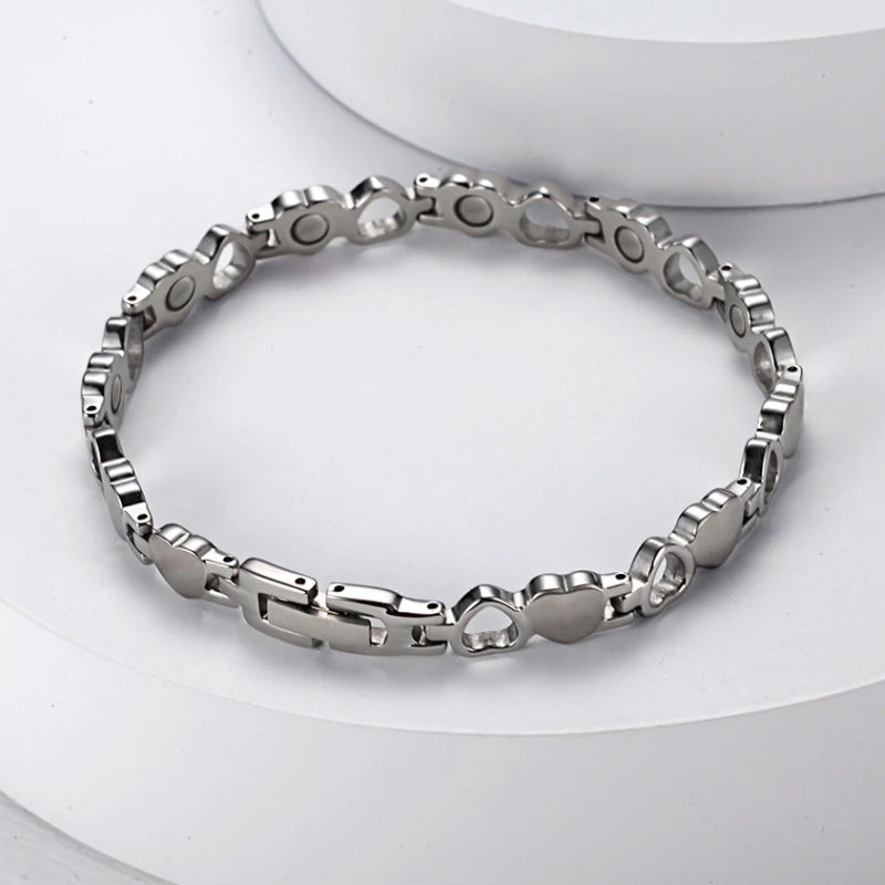 Women Love Heart Titanium Magnetic Therapy Bracelet Adjustable-Bracelets-Innovato Design-Innovato Design