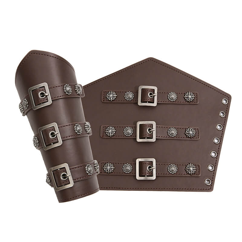 Medieval Nordic Viking Knight Warrior Ranger Bracer Celtic Armor Leather Armband-Bracelets-Innovato Design-Light Brown-Innovato Design