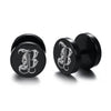 10mm Stainless Steel Stud Hoop Initials 26 Letter Stud Barbell Earrings for Men Women-Earrings-Innovato Design-B-Innovato Design