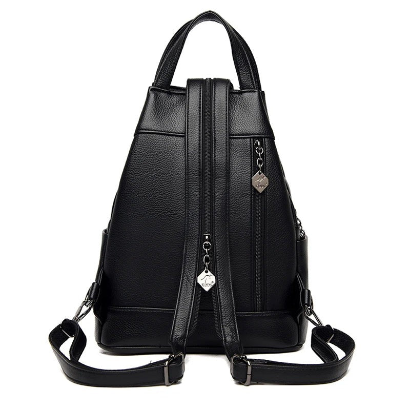 Leather School Bag and Anti-Theft Backpack-Backpacks-Innovato Design-Blue-Innovato Design